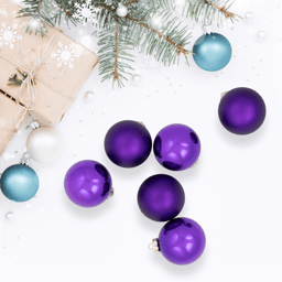 Northlight 6ct. Purple 2-Finish Glass Ball Christmas Ornaments