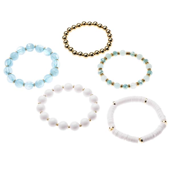 Ashley Cooper&#40;tm&#41; 5pc. Multi-Color Bead Stretch Bracelet Set - image 