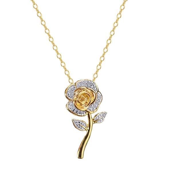 Accents by Gianni Argento Diamond Plated Rose Flower Pendant - image 