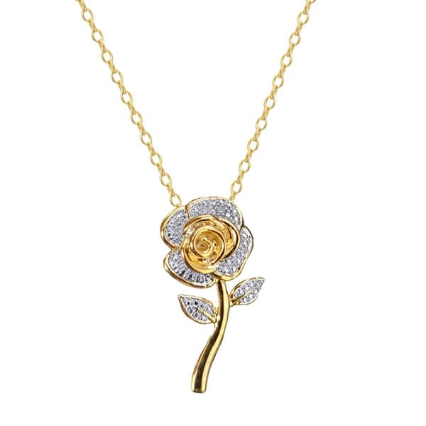 Accents by Gianni Argento Diamond Plated Rose Flower Pendant - image 