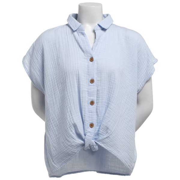 Womens beachlunchlounge Button Front Twist Hem Bouse - image 