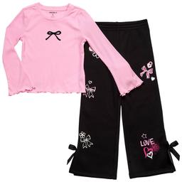 Girls (4-6x) Forever 21 Long Sleeve Rib Top & Wide Leg Pants Set