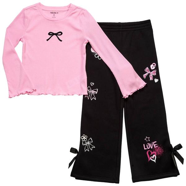 Girls (4-6x) Forever 21 Long Sleeve Rib Top & Wide Leg Pants Set - image 