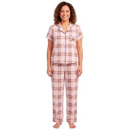 Womens Laura Ashley(R) Short Sleeve Bear Pocket Plaid Pajama Set