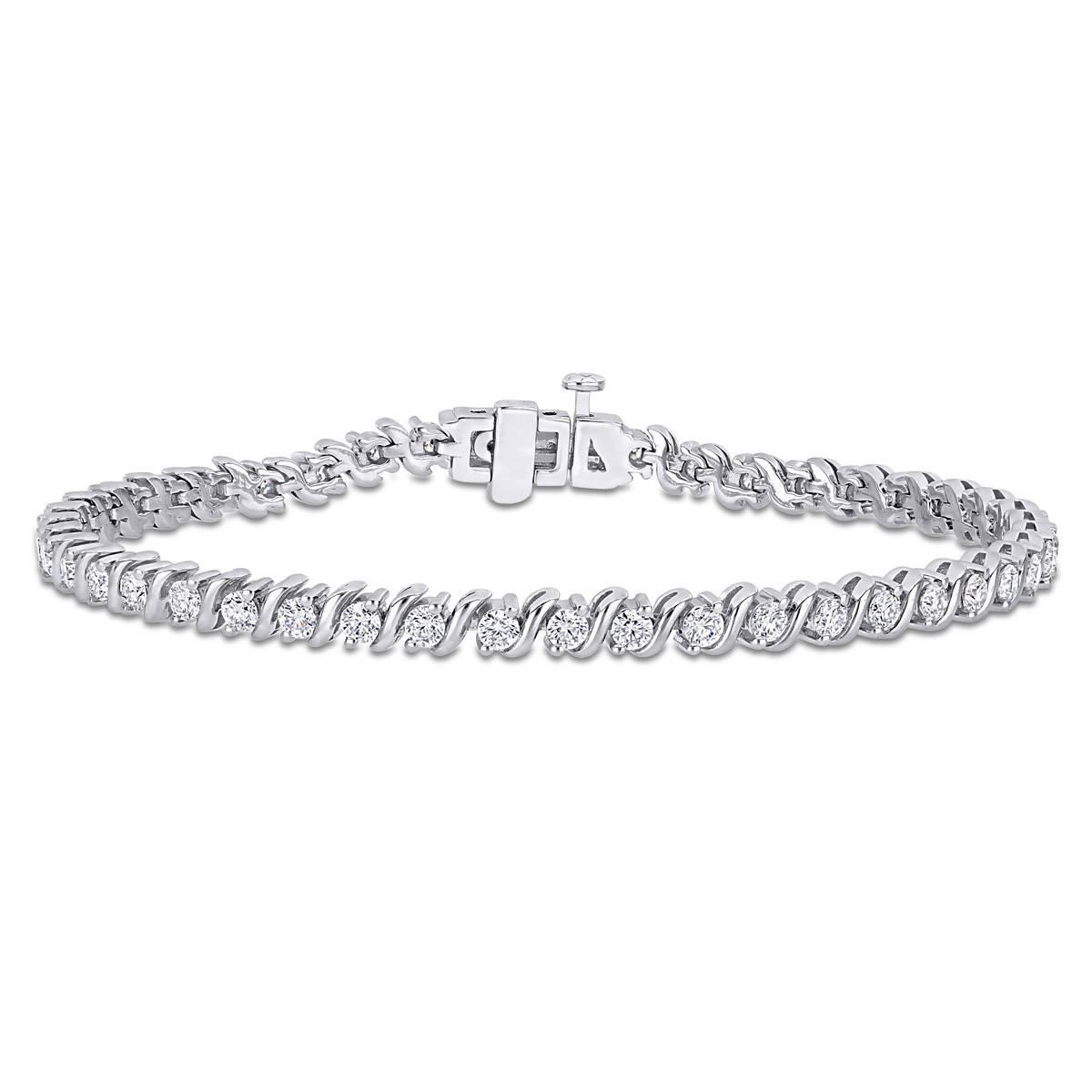 Sterling Silver 2 3/4ctw. Dew Moissanite S-Link Bracelet