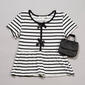 Girls (7-16) BTween(R) Short Sleeve Peplum Stripe Top w/ Bag - image 1