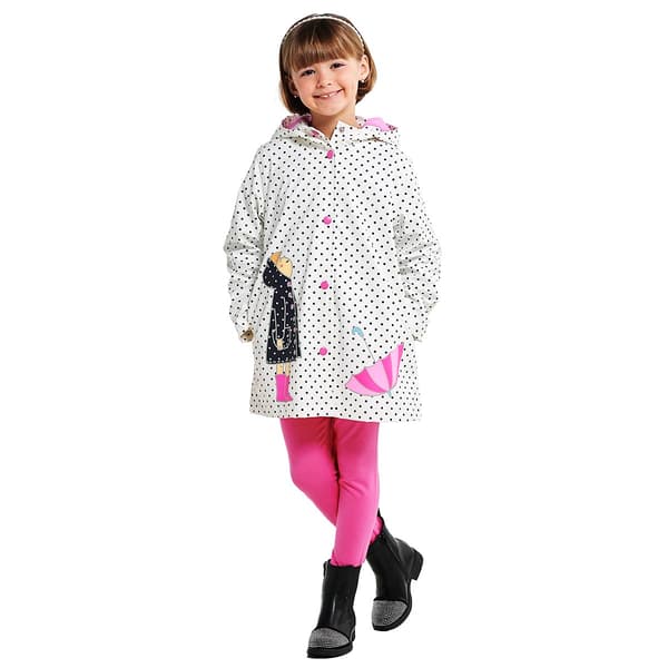 Girls &#40;4-6x&#41; Pink Platinum&#40;R&#41; Polka Dot Rain Jacket w/ Little Girl
