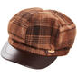 Womens Madd Hatter Plaid Faux Leather Brim Newsboy Hat - image 1