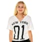 Juniors No Comment Oversized New York Raw Hem Tee - image 1