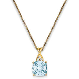 Gemstone Classics&#40;tm&#41; 14kt. Yellow Gold Aquamarine Diamond Necklace