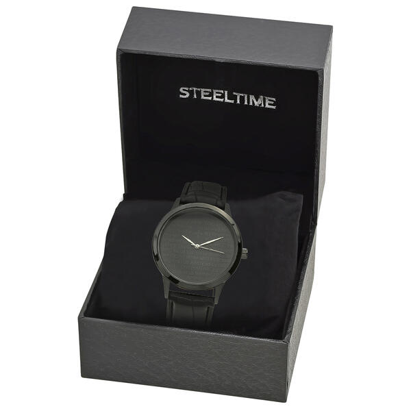 Mens Steeltime Leather Watch - 998-019-W - image 