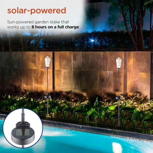 Alpine Solar Edison Bulb Garden Stake w/ LED Lights - Set of 2