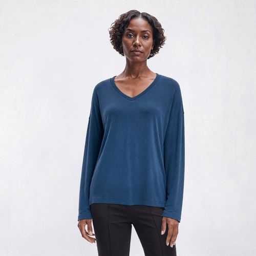 Womens MUK LUKS® Long Sleeve Cloud Knit V-Neck Pajama Tee