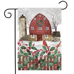Briarwood Lane Snow Barn Garden Flag