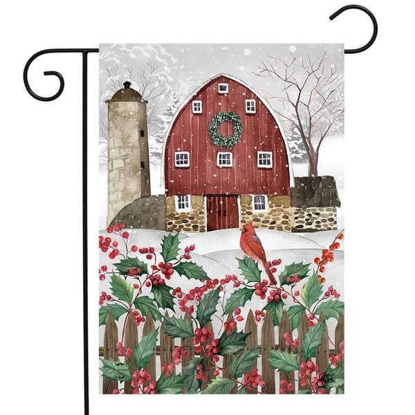 Briarwood Lane Snow Barn Garden Flag - image 