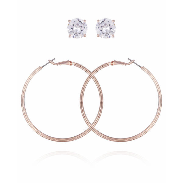 Guess Rose Gold-Tone 2pc. Hoop & Stud Earrings - image 