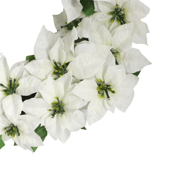 Puleo International 24in. Pre-Lit White Poinsettia Wreath