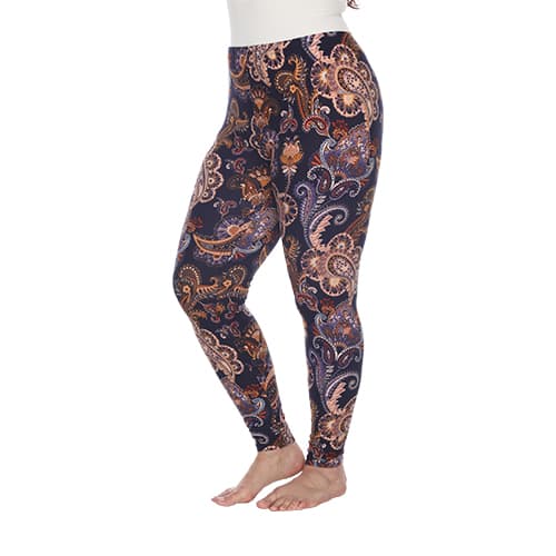 Plus Size White Mark Purple &amp; Gold Paisley Leggings