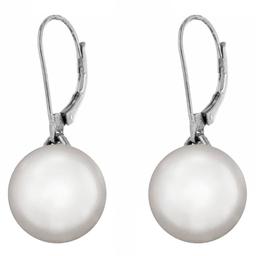 Sterling Silver Pearl Dangle Leverback Earrings