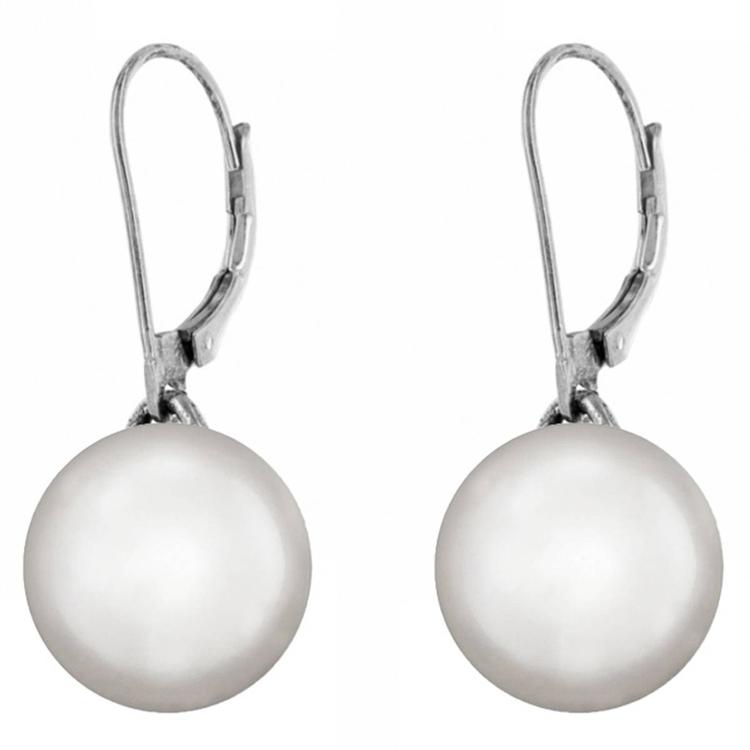Sterling Silver Pearl Dangle Leverback Earrings