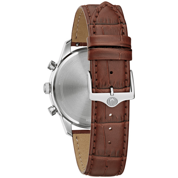 Mens Bulova Classic Sutton Chrono Brown Leather Watch - 96B402