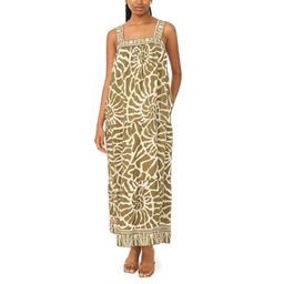 Womens MSK Sleeveless Sqare Neck Print Challis Maxi