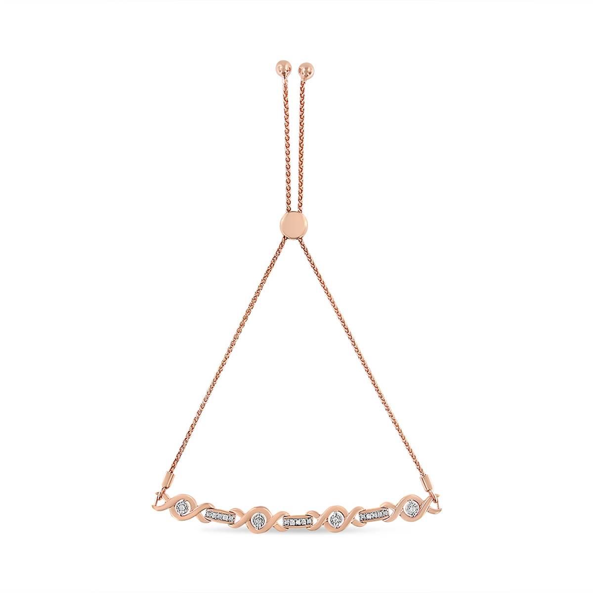 Haus of Brilliance Rose Gold Over Silver Twist Bolo Bracelet