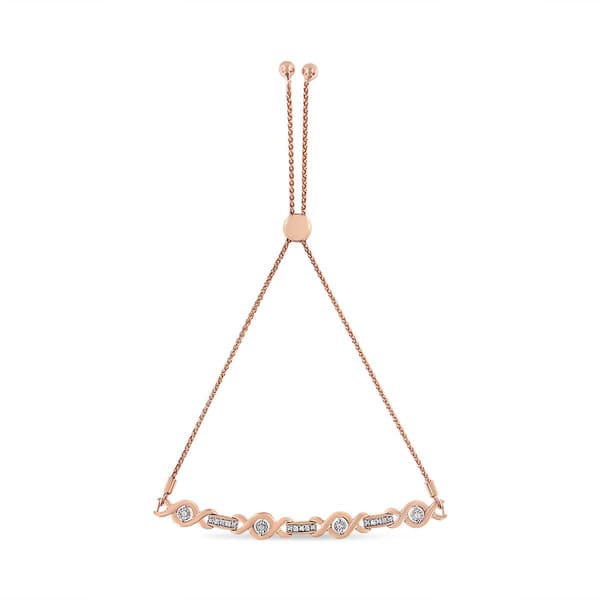 Haus of Brilliance Rose Gold Over Silver Twist Bolo Bracelet - image 