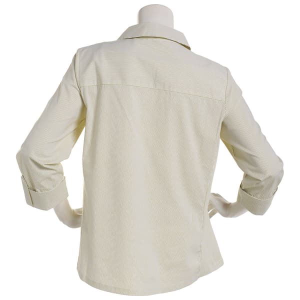 Womens Emily Daniels Stripe Casual Button Down - White/Green