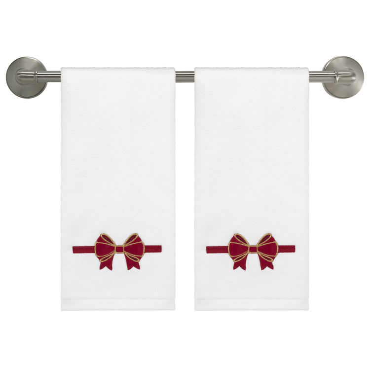 Avanti Velvet Bow 2pk. Hand Towel Set