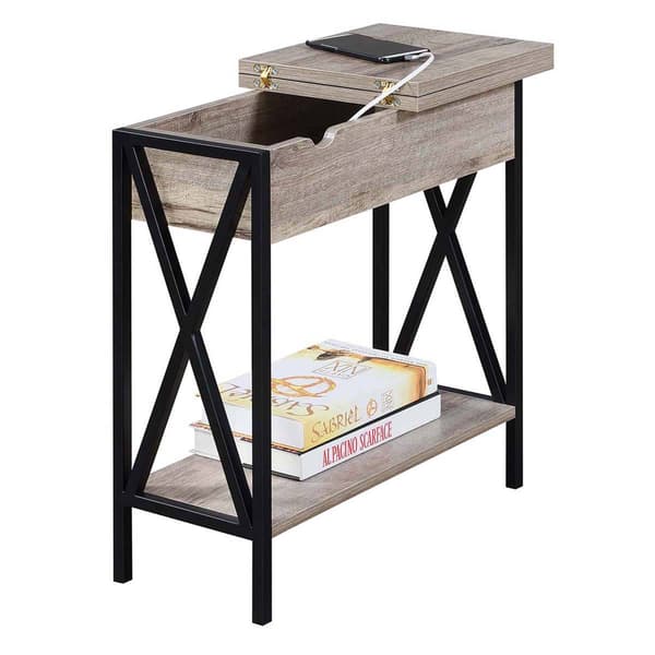 Convenience Concepts Tucson Flip Top End Table w/ Charging Port