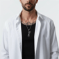 Mens Iron Saints Stainless Steel Rope Chain with Scissor Pendant - image 3