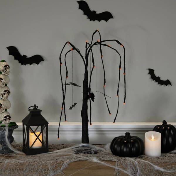 Northlight Seasonal 24in. LED Black Glittered Willow Tree