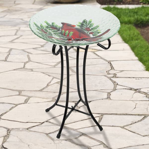 Northlight Seasonal 21in. Cardinal and Pine Cone Bird Bath