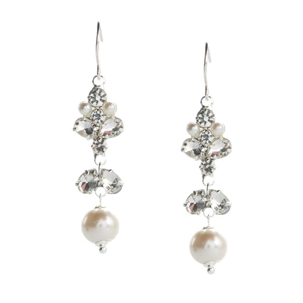 Rosa Rhinestones Rhinestone & Faux Pearl Accent Drop Earrings - image 