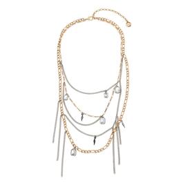 Steve Madden Swag Chain & Crystal Gems Layered Necklace
