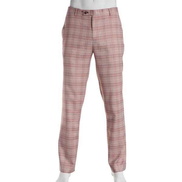 Mens Paisley & Gray Plaid Dress Pants - Pink Mauve - image 
