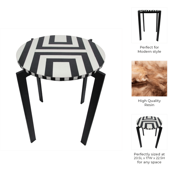 Sagebrook Home Black& White Geometric Accent Table