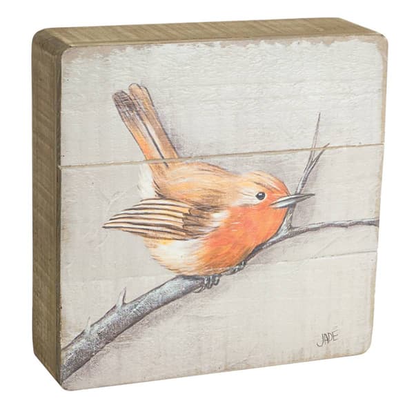 Melrose Rustic Wood Bird Plaque - Set of 4