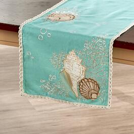 Embroidered Shell Table Runner - 14x72