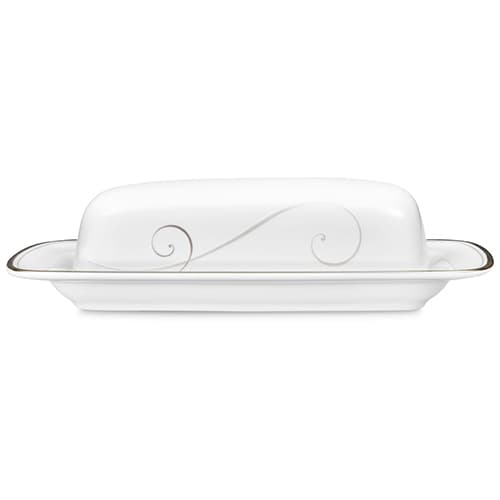 Noritake Platinum Wave Covered Butter Dish