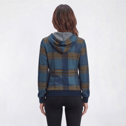 Womens Emily Daniels Long Sleeve Plaid Hacci Hoodie