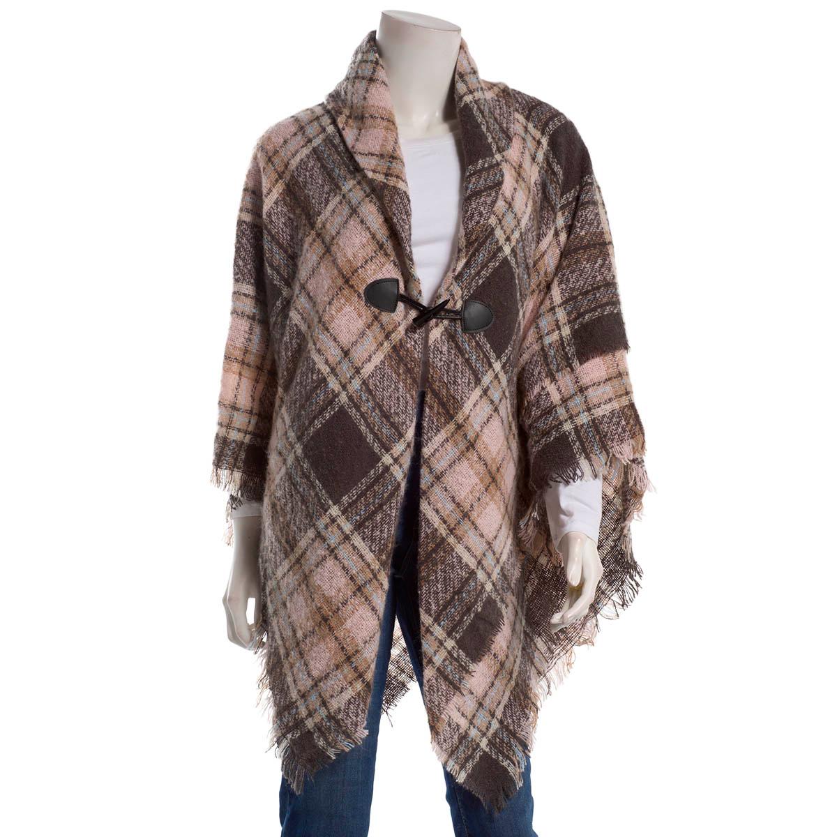 Womens Altare Plaid Cape W/Toggle Pink