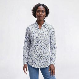 Petite Emily Daniels 3/4 Sleeve Beach Casual Button Down