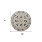 HomeRoots Beige & Blue Wool Floral Hand Woven Round Rug - image 3