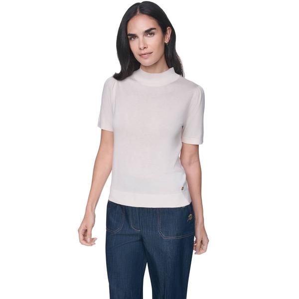 Womens Tommy Hilfiger Short Puff Sleeve Mock Neck Sweater - image 