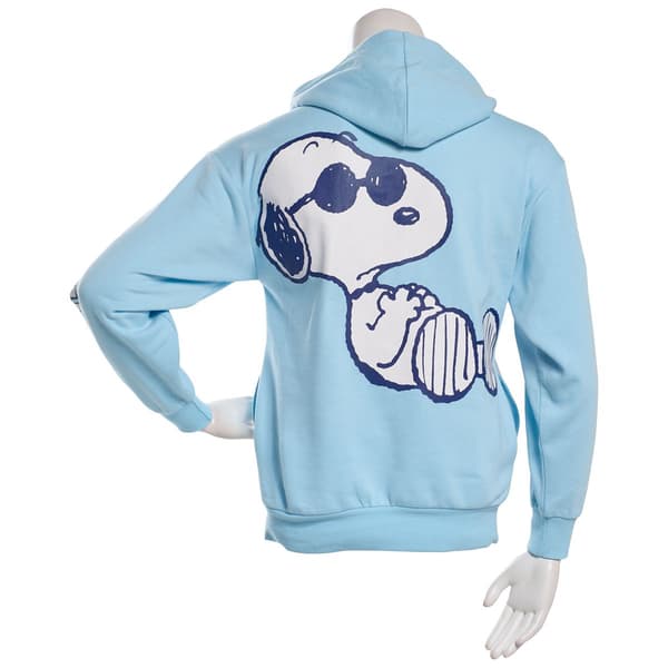 Juniors C-Life Snoopy Polka Dot Puff Zip Front Boyfriend Hoodie