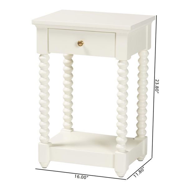 Baxton Studio Terentia Nightstand with Bobbin Legs
