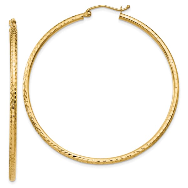Gold Classics&#40;tm&#41; 14kt. Gold Diamond Cut 50mm Hoop Earrings - image 