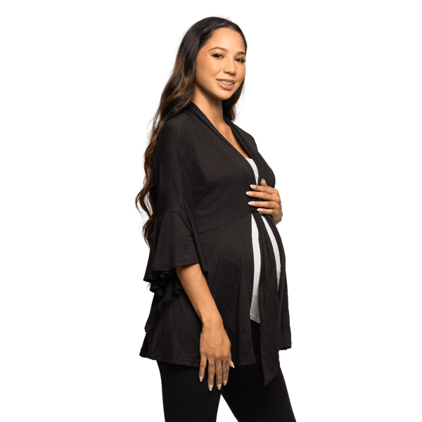 Womens 24/7 Comfort Apparel Tie Front Maternity Cardigan